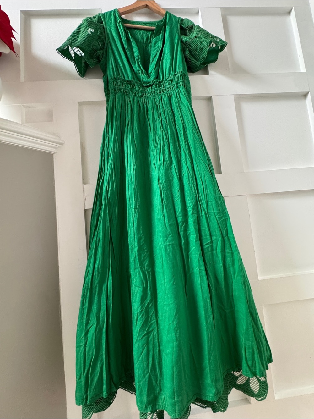 Anthropologie Maeve The Somerset Maxi Dress Eyelet Kelly Green, S/M - Picture 14 of 14